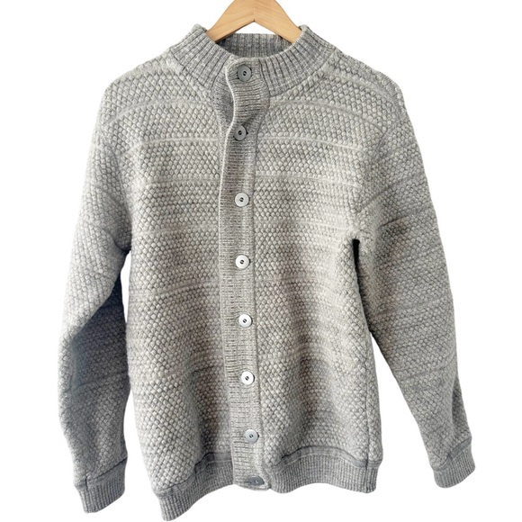 100% Pure New Wool Grey Button Up Knit Cardigan S.N.S Herning Size M - Picture 1 of 9